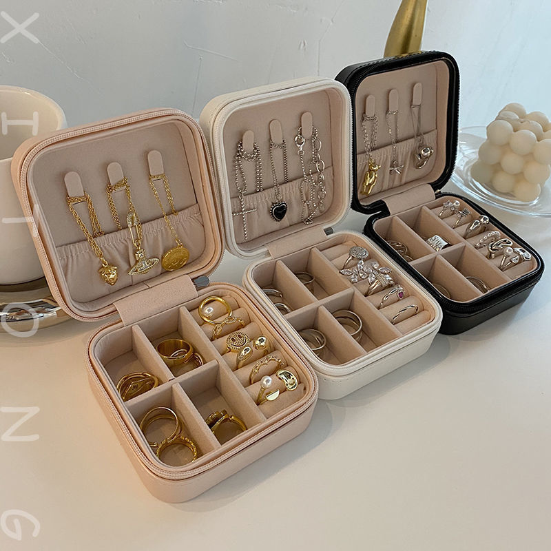Boîte de rangement pour bijoux, bague, collier, boucles d'oreilles, trousse de maquillage, trousse de lavage