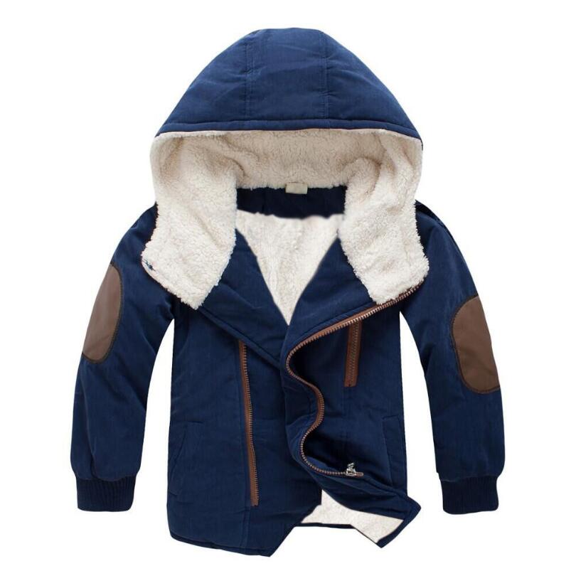 Kinderen Winterjas Jongen Verdikking Plus Fluwelen Warm Casual Jas Grote Kinderen Capuchon Katoenen Kleding 4-12 jaar Oud