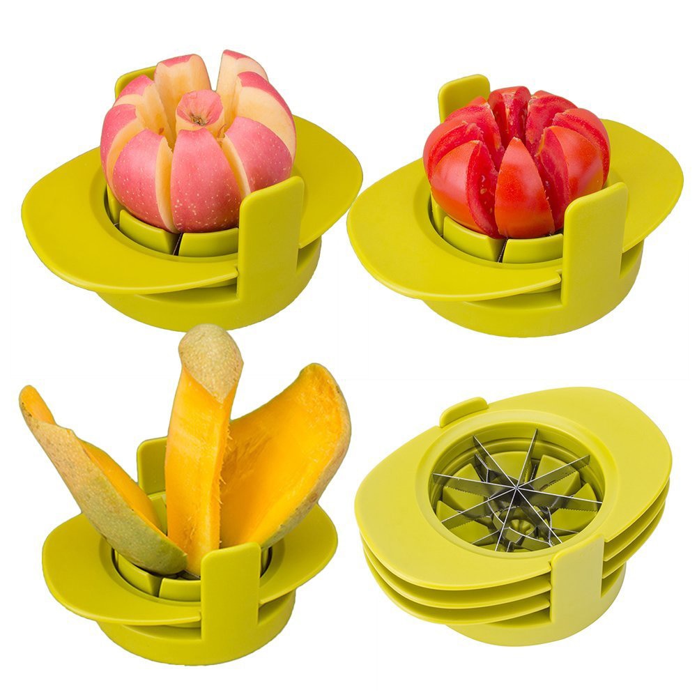 Cortador 4 en 1 de manzana, pera, tomate, Guava, naranja, fruta, pitahaya, cortadora de vegetales, cortador con Base común, aparato de cocina