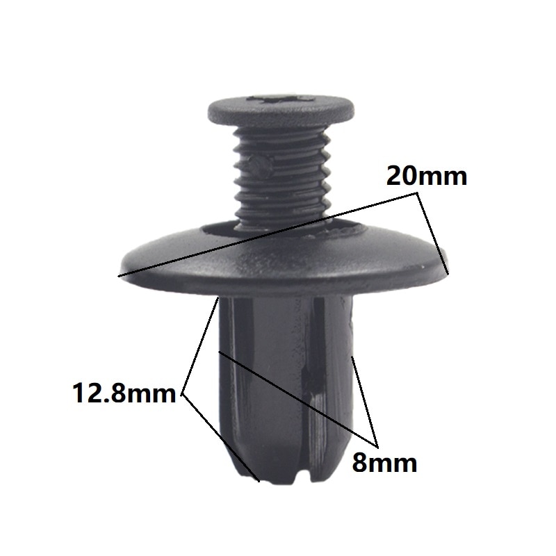 Kalili grå svart 8mm- håls auto plast stötfångare dörrskruv push-typ expanderande nitpaneler trim hållare nylon fästen clips