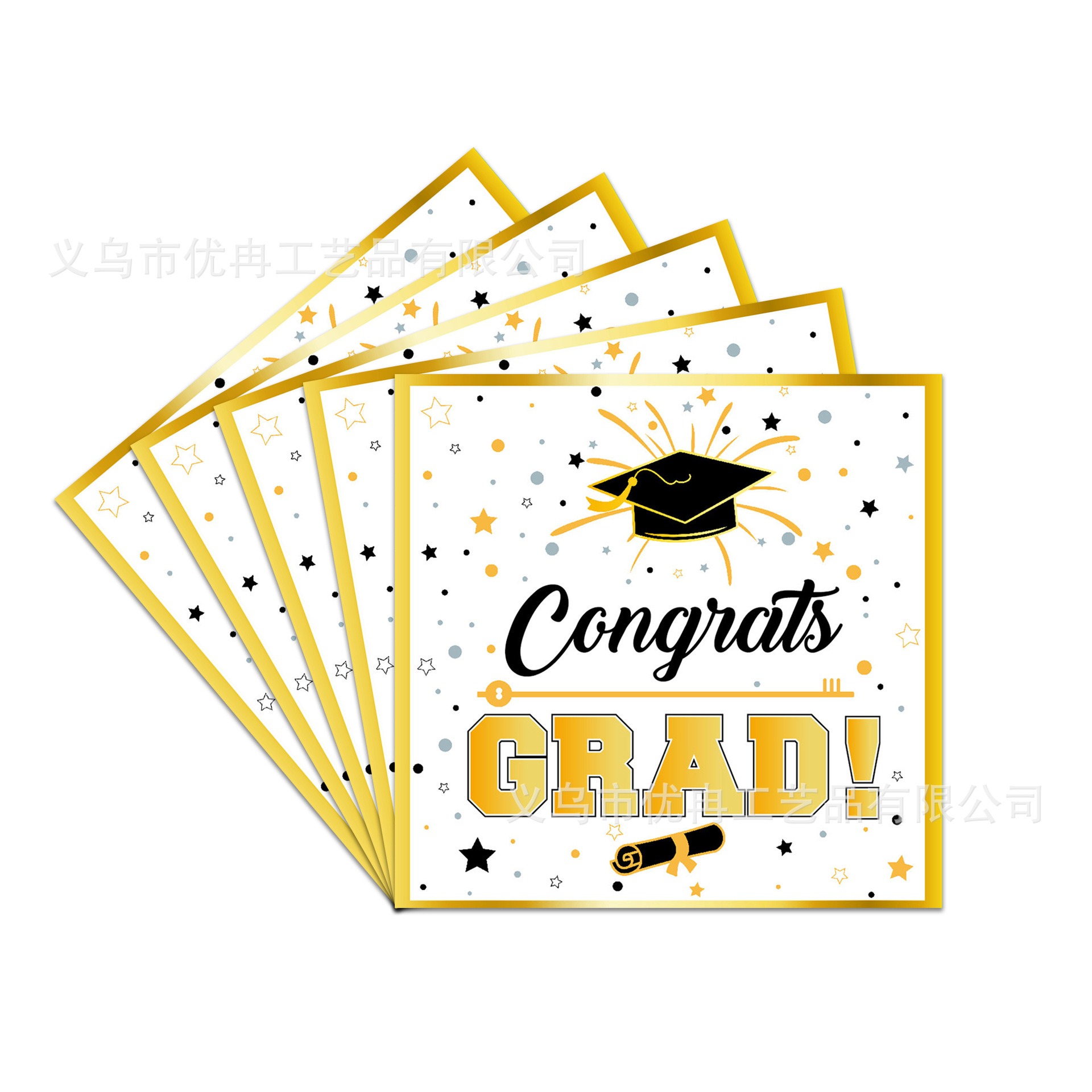 8Guests Gold Graduation Theme Disposable Tableware Congrates Grad Napkin Plate Class Of Happy Graduation Party Supplies