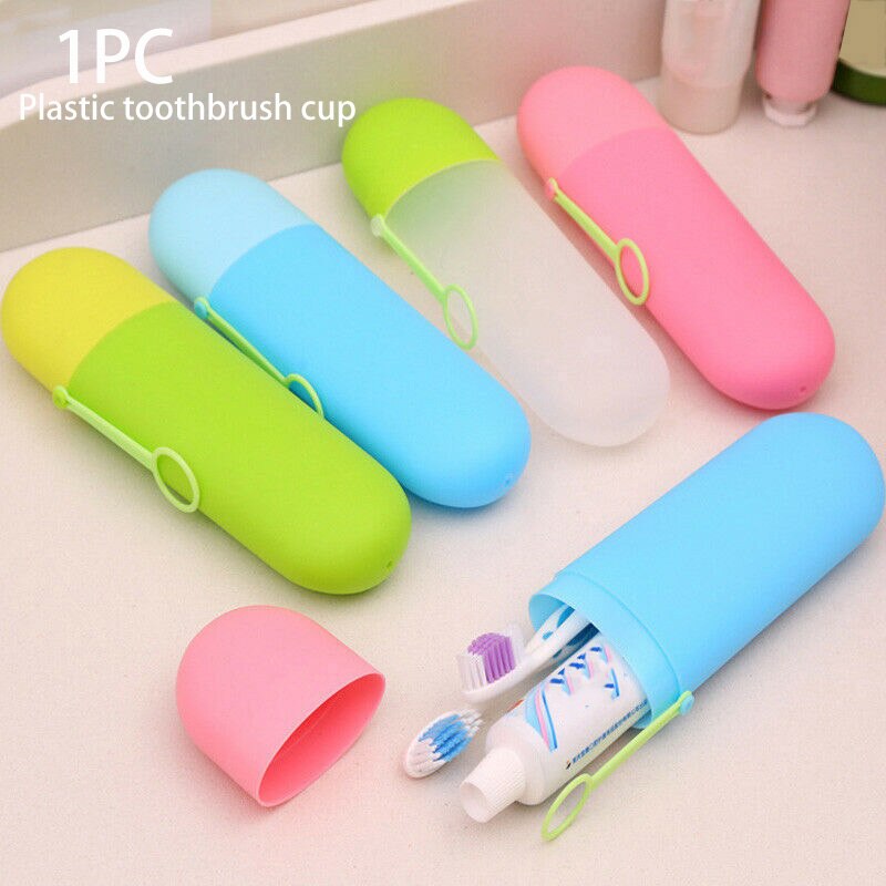 Soporte de vaso de plástico para pasta de dientes, caja de cubierta portátil, accesorios de baño, taza de almacenamiento, suministros para el hogar, senderismo y acampada