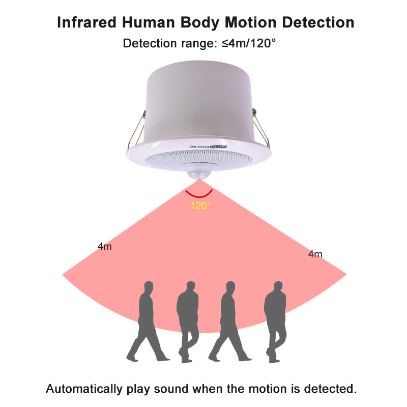 In Ceiling PIR Motion Detection Sensor Voice Amplifier Speaker for Store Doorway Welcome Doorbell Alarm Bank Safety Reminder