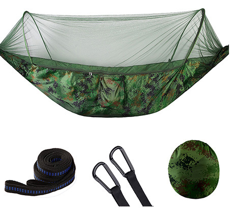 290*140 Hangmat Met Anti-Mug Outdoor Dubbele Nylon Parachute Doek Camping Klamboe Snel Open Hangmat: Blauw
