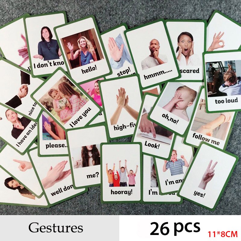 Preposiciones y gestos serie inglés palabra Flash tarjeta niños Tarjeta de aprendizaje juguetes educativos para edades tempranas