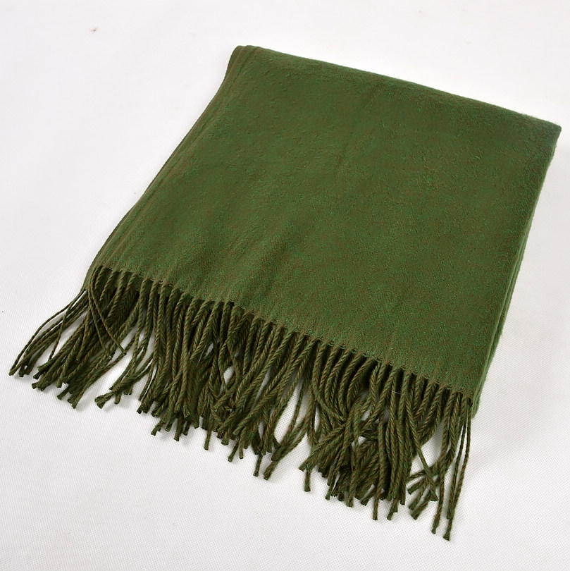 [Bysifa] Winter Vlakte Kasjmier Sjaals Herfst Thicken Warm Tassel Lange Sjaals Wraps Groen Zwart Kameel grijs Rood: Army Green