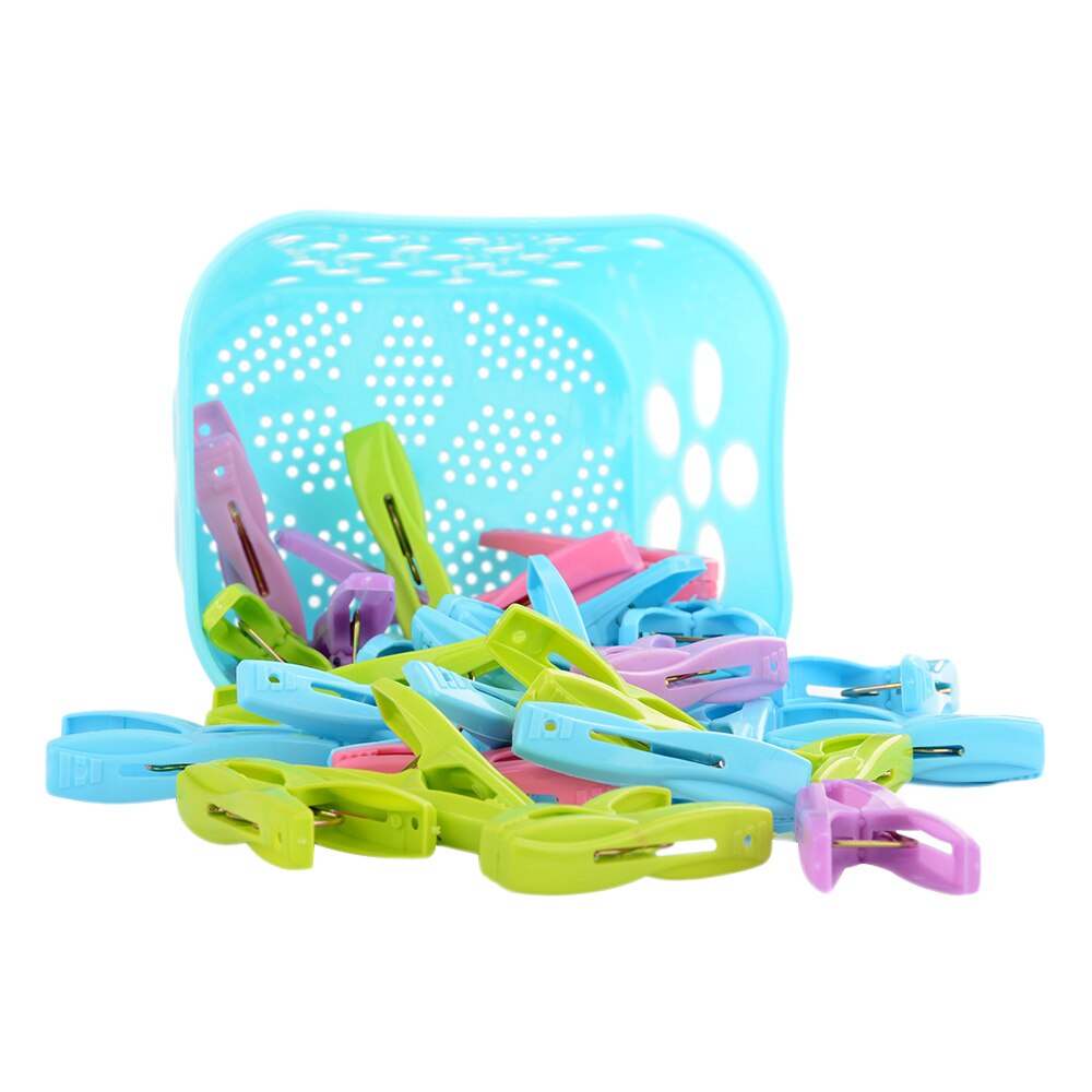 Clothespin Laundry Clothes Pin Large Spring With Basket Convenient Plastic 30pcs With Basket Travel Accessories