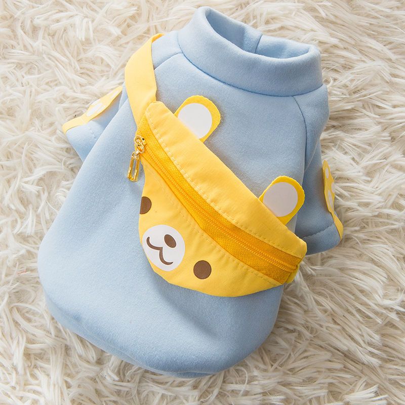 Winter Dog Clothes Cute Cartoon Dog Warm Hoodie Chihuahua French Bulldog Sweatshirt Puppy Outfit Coat Pet Dog Costume: M / Blue
