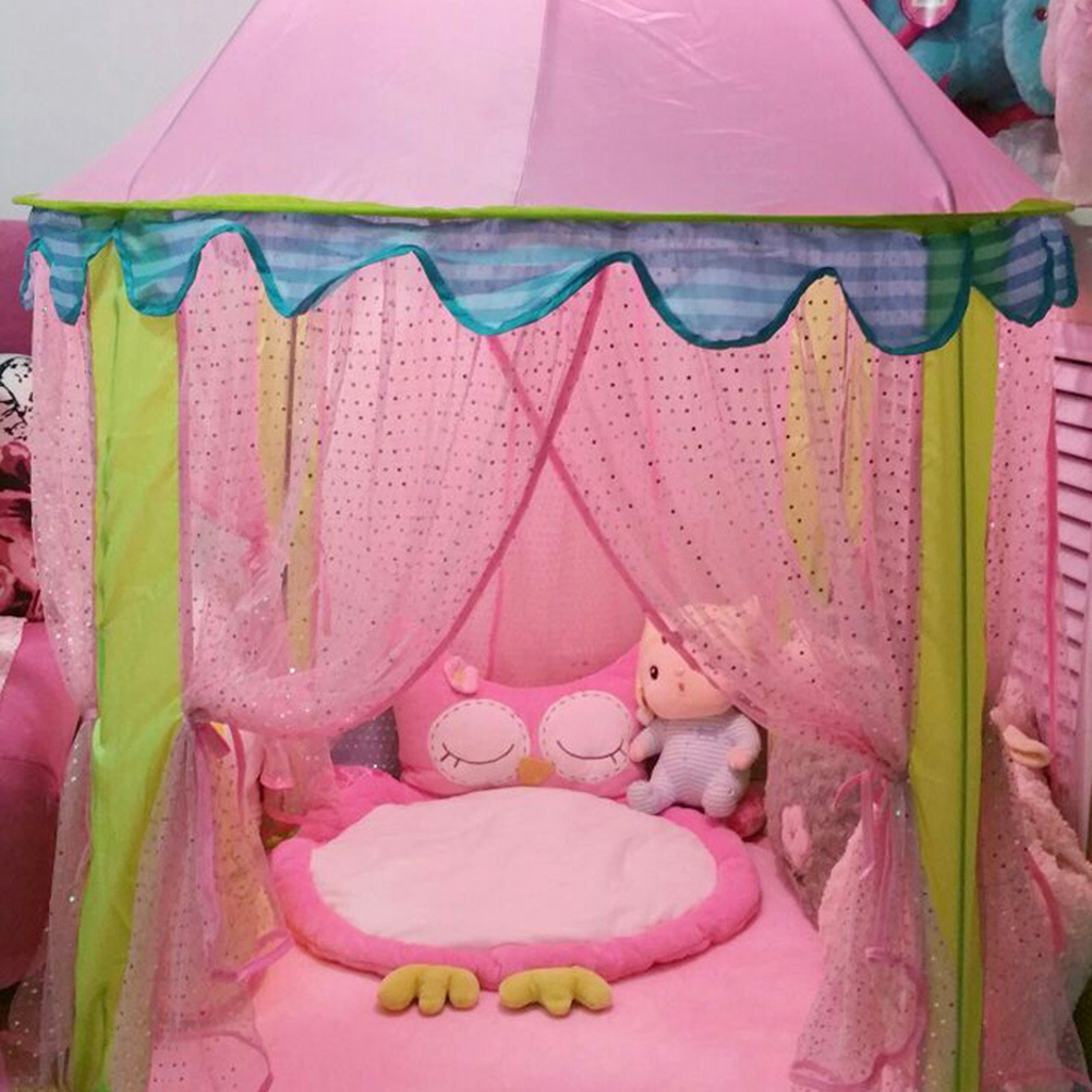 Girls Princess Castle Play Tent Fairy Castle Tent Cute Playhouse Children Kids Outdoor Toys 1X1.35M Dome Toy Tents Pink