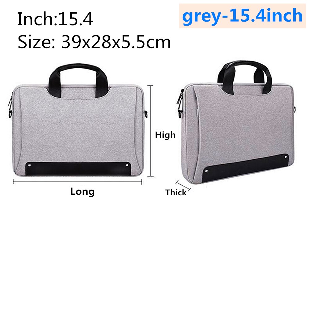 Waterproof Laptop bag 13.3 14.1 15 15.6 Inch Laptop Shoulder Bag Protective Case: grey-15.4inch