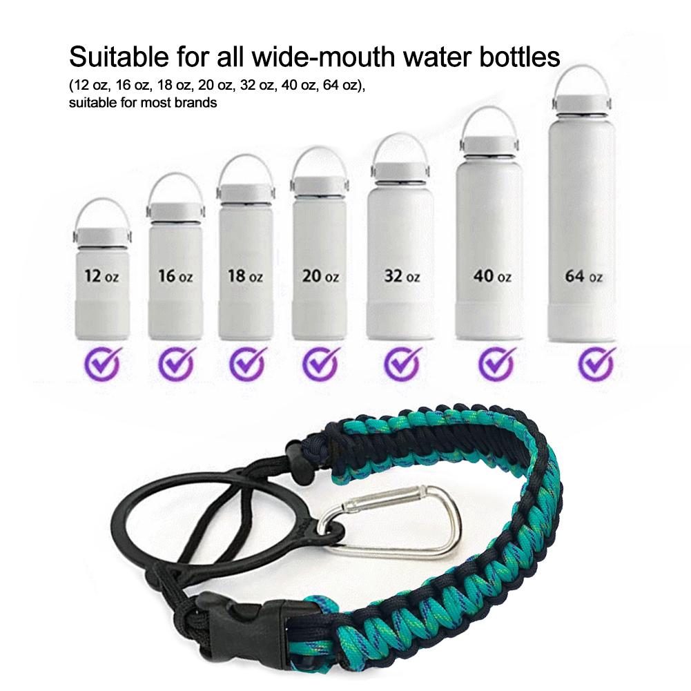 Paracord Band Waterfles Karabijnhaak. Handvat voor Hydro Kolf en Andere Brede Mond Flessen Wandelen Fles Accessoires