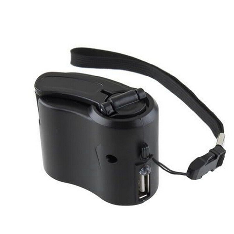 Chorro de cargador de emergencia DC 6V 300mA USB manivela Dinamo Manual teléfono celular para MP4 tableta del teléfono móvil fuente de alimentación al aire libre: Black