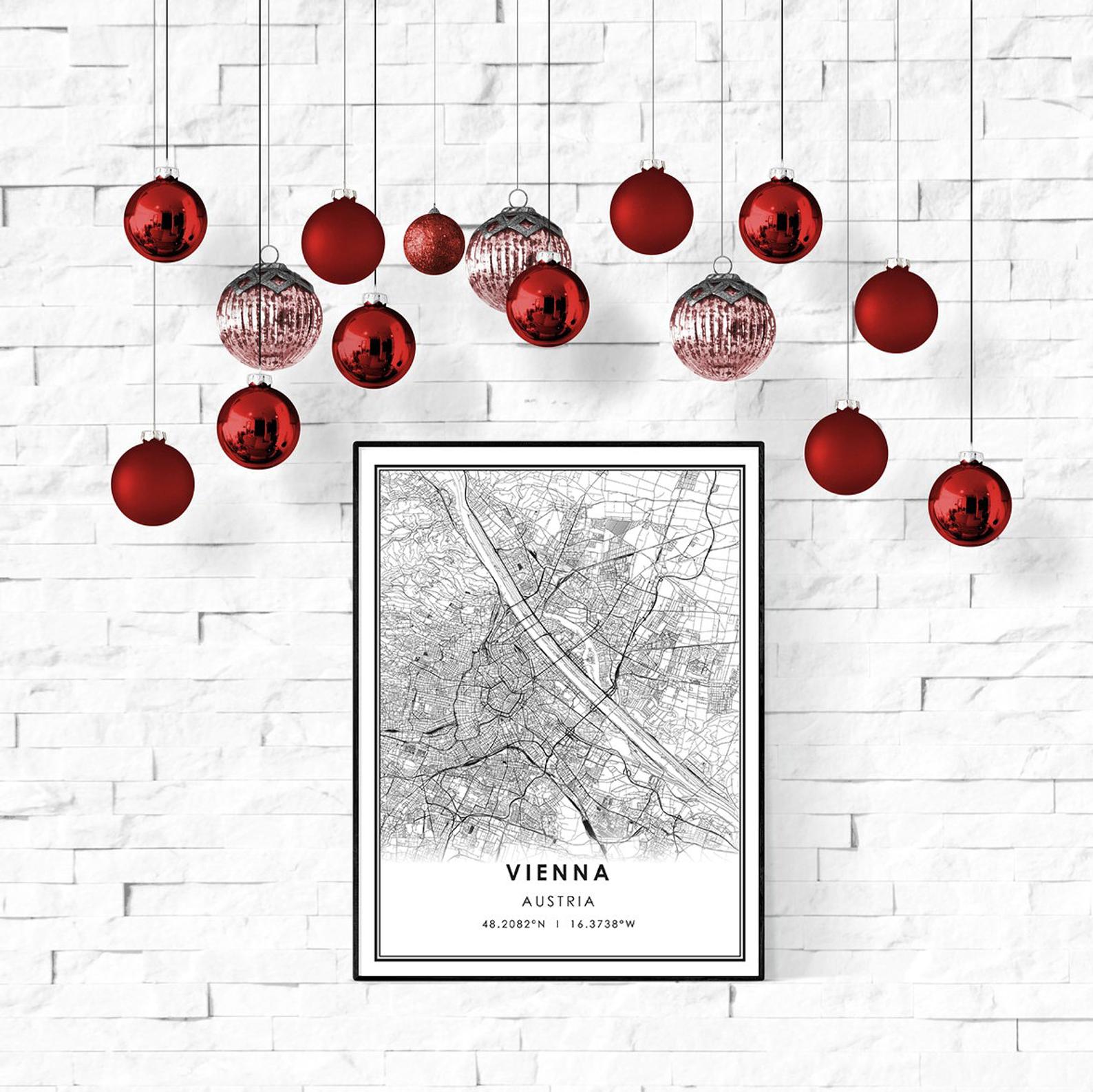 Vienna map print poster canvas | Vienna Austria city map print poster canvas