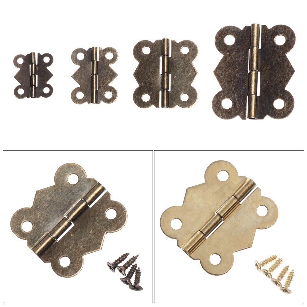 10pcs 180 ° Vlinder Antieke Bronzen Scharnieren Sieraden Houten Doos Wijn Case Decor Scharnier met schroeven Meubels Hardware Meerdere size
