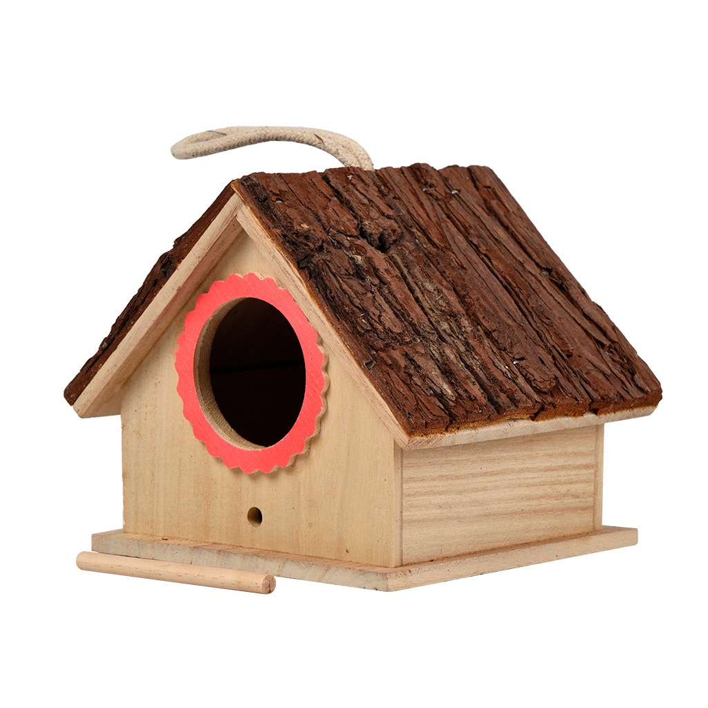 Bird Hanging Cave Cage Large Bird House Hanging Standing Birdhouse Wooden Bird Nests House Outdoor Garden Decor Pet Supplies