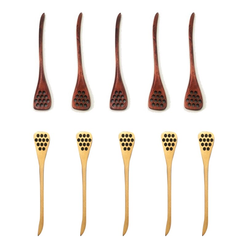 10 Stuk Set Lepel Stok Drinken Thee Mengen Roerder Hollow Creatieve Lange Steel Koffie Roeren Lepels Keuken Tool