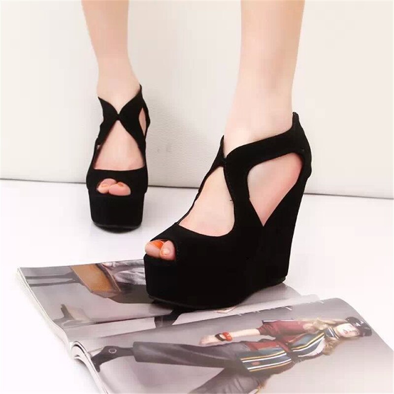 Sandalias de plataforma antideslizantes para mujer, Boca de pescado informales, tacones altos, con correa de hebilla, novedad de ,