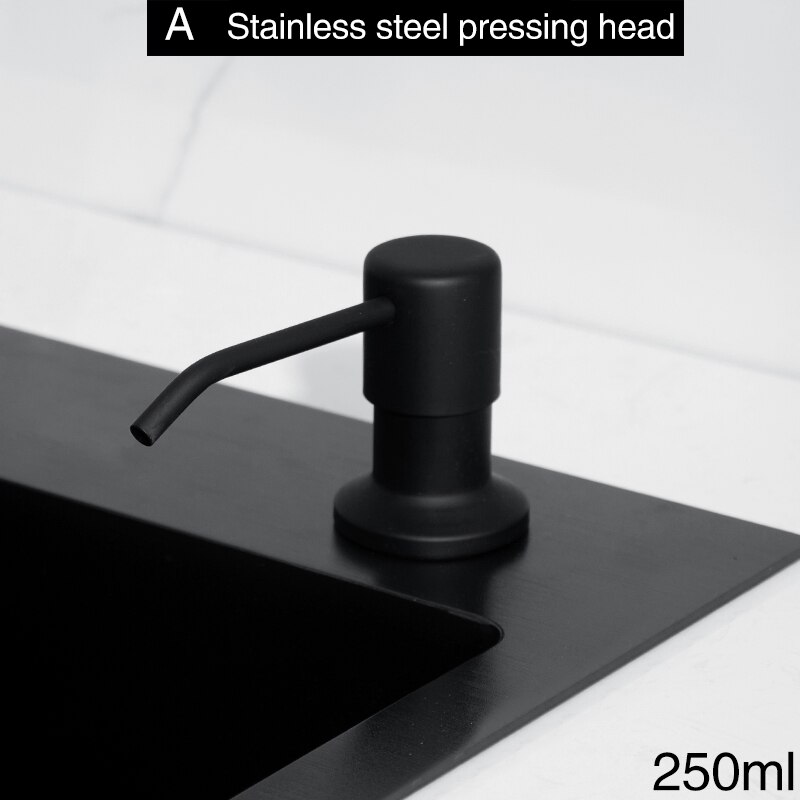 250ml kitchen sink soap dispensers pump brass + ABS plastic bottle liquid hand wash black kitchen sink soap dispenser: A