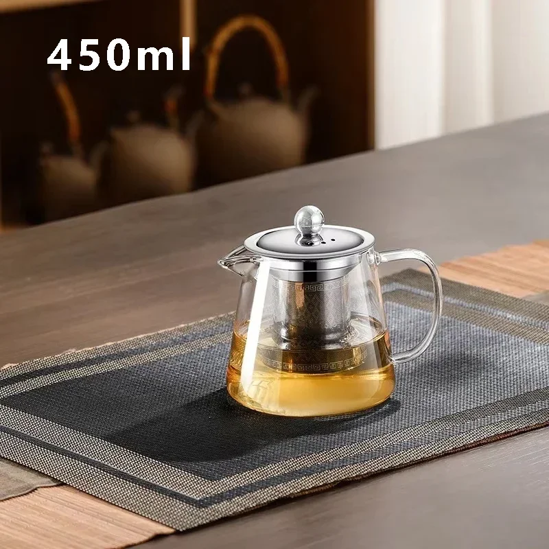 Heat Resistant Glass Teapot for Induction Cooker Tea Kettle With Stainless Steel Strainer Infuser Kung Fu Teawear Glass Teapot: Dull