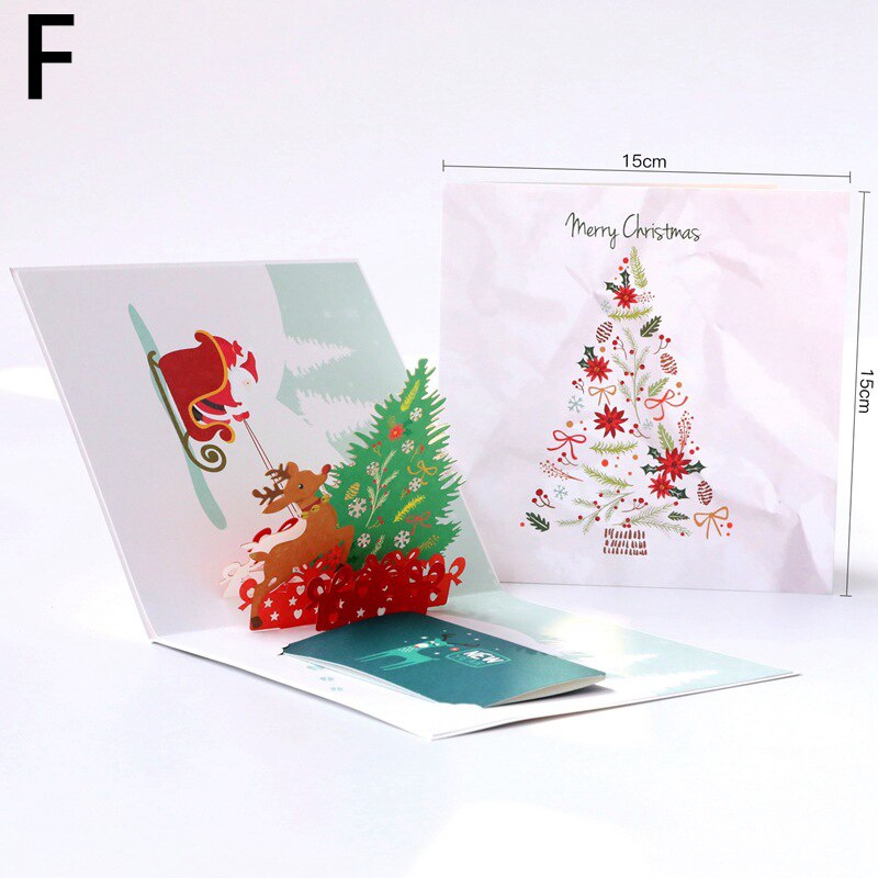 Christmas Pop UP Santa 3D Greeting Card Year Greeting Card Party Invitations Business Card Postcard Merry Christmas: F