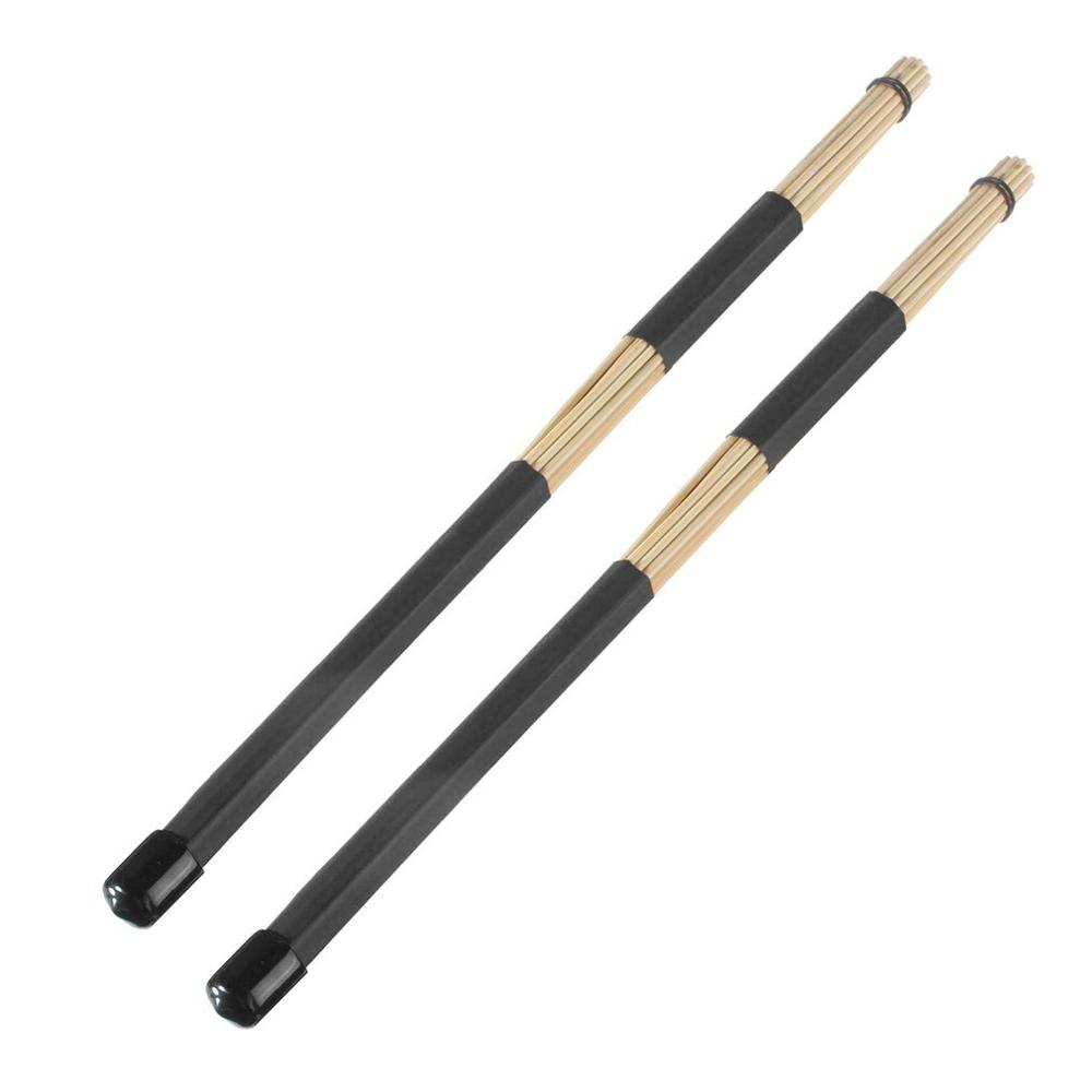 1 Paar Professionele Bamboe Hout Multi-Sticks Jazz Drum Rods Stokken Borstels Drumsticks Drum Accessoires Met Rubberen Handvat: Default Title