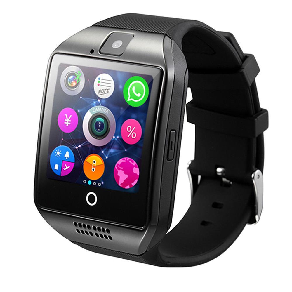 Q18 Bluetooth accorto guarda con fotocamera Facebook Whatsapp twitter sincronizzare SMS Smartwatch supporto SIM TF carta per IOS androide: nero