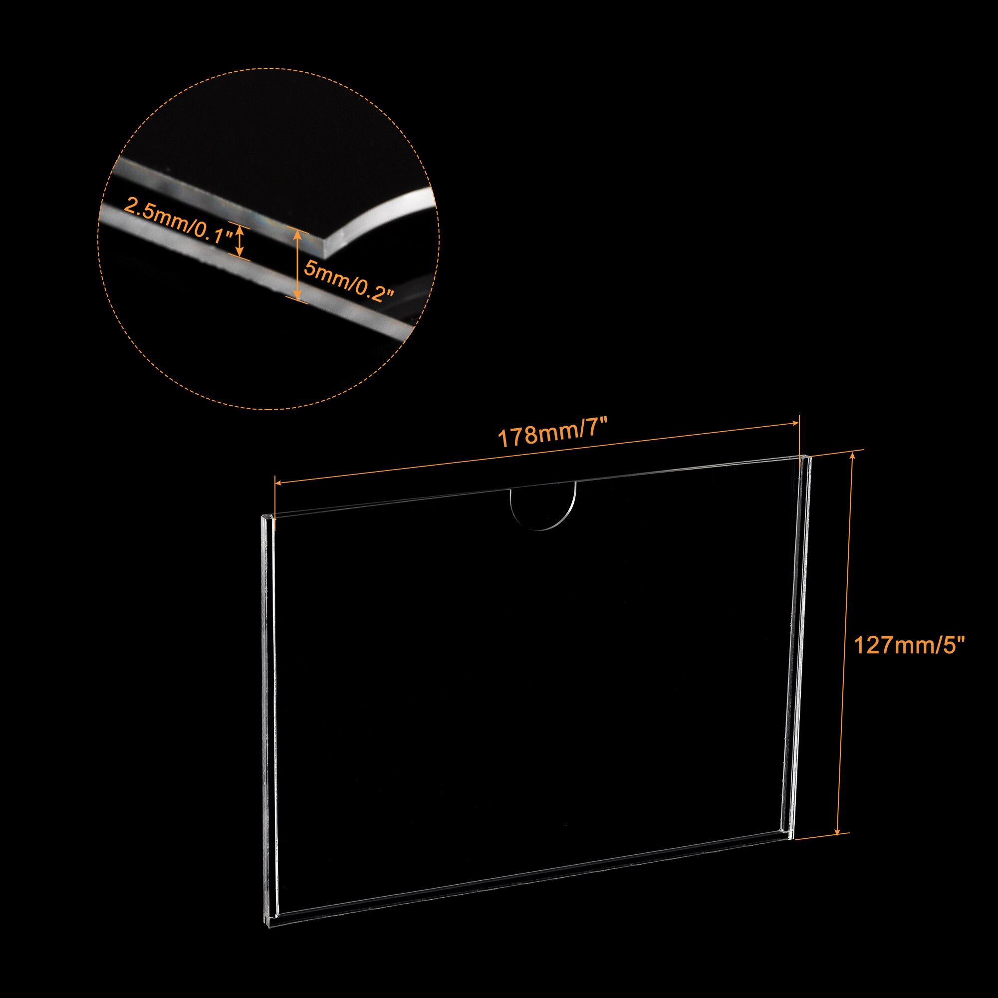 Uxcell Clear Acrylic Sign Holder Document Paper Horizontal Frame 5x7inch with Double Sided Adhesive Strip for Home 2 Pcs
