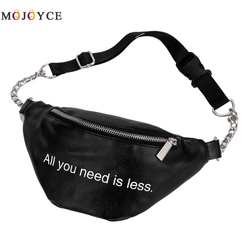 PU Leder Buchstaben fanny Pack Frauen Taille Taschen Damen Kette Tasche Telefon Schulter Crossbody Gürtel Tasche Heuptas: schwarz