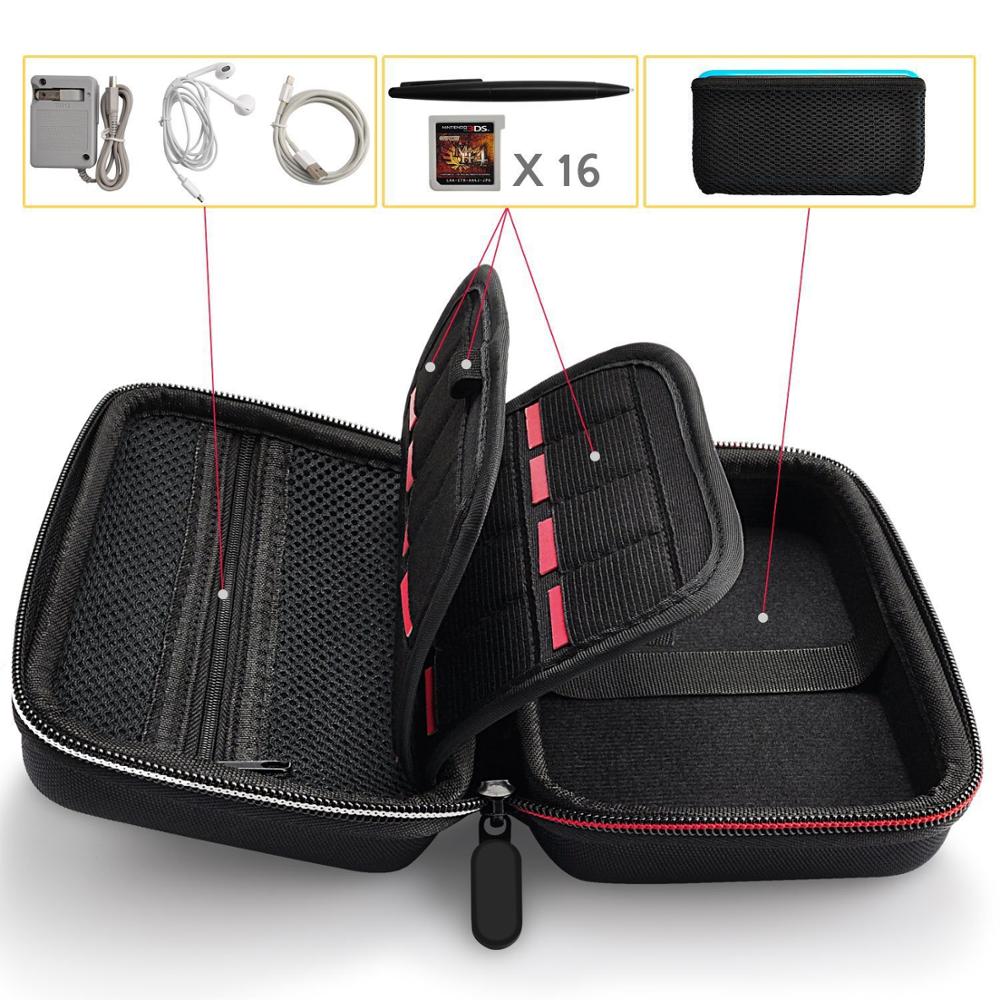 Storage Bag for Nintend 3DS LL/XL 3DSXL 3DSLL Handheld Large Carrying Case 16 Game Card Holders Pouch Accessories Pen