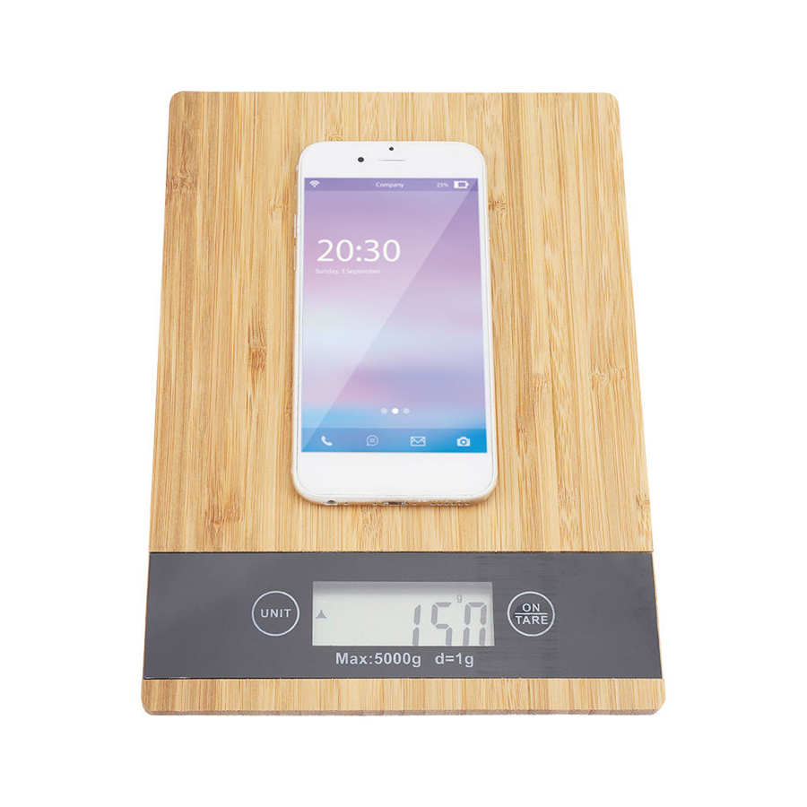 Kitchen Scale Bamboo LED Display Electric Kitchen Weighing Scales Food Diet Weight Balance Wood Cooking Food Scale