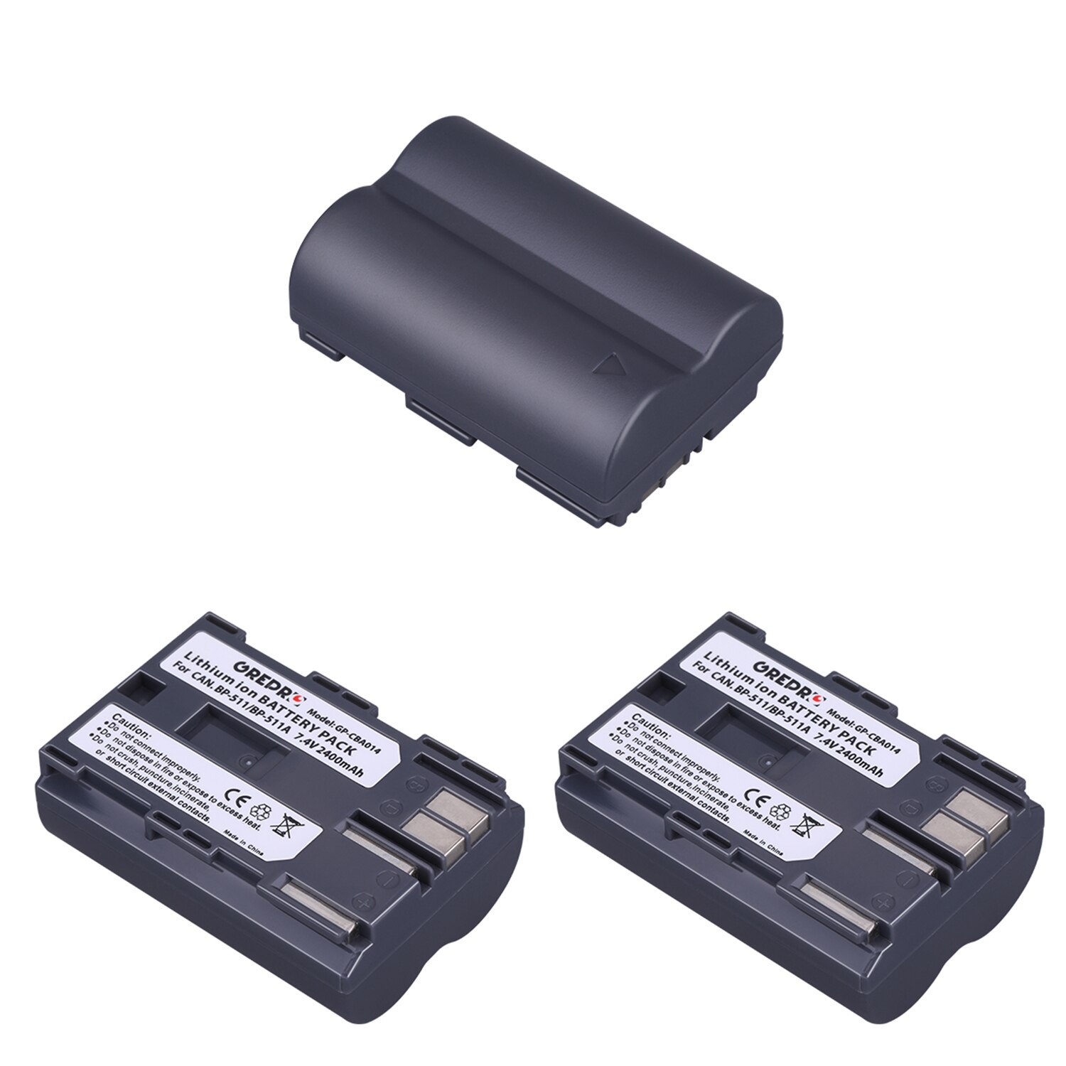 2Pcs 2400mAh BP-511 BP-511A BP 511 Battery + LED Dual USB Charger with Type-C port for Canon EOS 40D 300D 5D 20D 30D 50D 10D G6: 3x Battery
