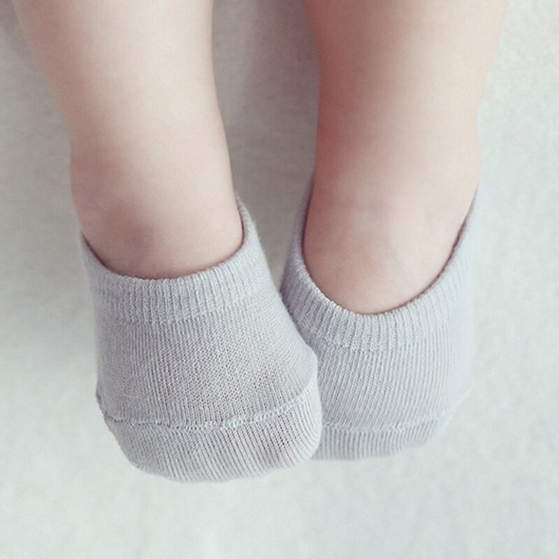 5pairs/Lot Candy Color Born Baby Sock Floor Short Anti Slip Ankle for Infant Boys Girls Solid: grey