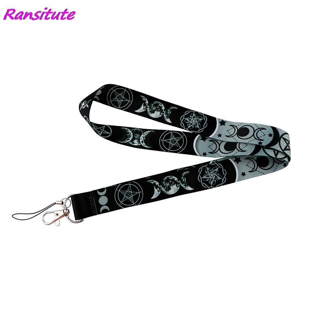 Ransitute R1795 Mond Symbol Keychain Stichworte Band Hals Lanyards Für Schlüssel Ich würde Karte bestehen Fitnessstudio Telefon USB Abzeichen Halfter DIY hängen Seil