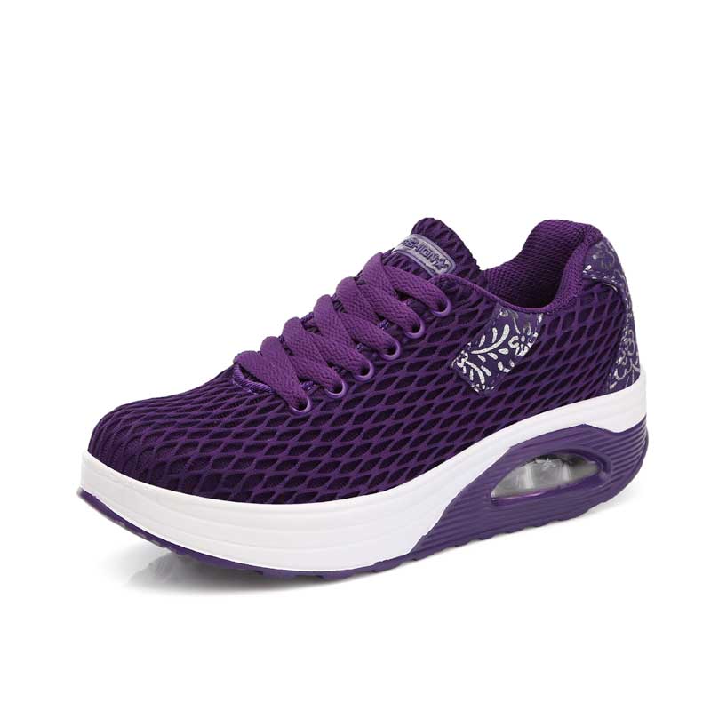 Trendy WoMen Air Cushion Tennis Shoes Flexible Stable Sport Shoes Breathable Mesh Athletics Sneaker: Purple / 6