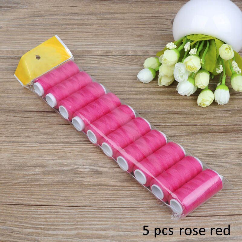 5pcs/10pcs/set Sewing Thread Hand Sewing/Machine Sewing Embroidery thread 200 Yards Sewing Craft Tool Handmade Home: 5pcs Rose Red