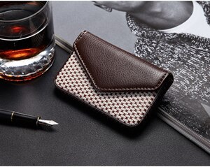 Porte-carte en cuir PU porte-carte d'affaires pour femme banque et crédit porte-carte Rfid portefeuille Auto Documents porte-cartes: Coffee