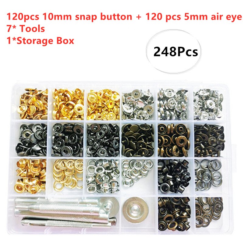 200-440 stücke Kunststoff Druckknopf mit Druckknöpfen Zangen Werkzeug Kit Organizer Container Druck Naht Druckknopf Druckknöpfen werkzeuge: Size I