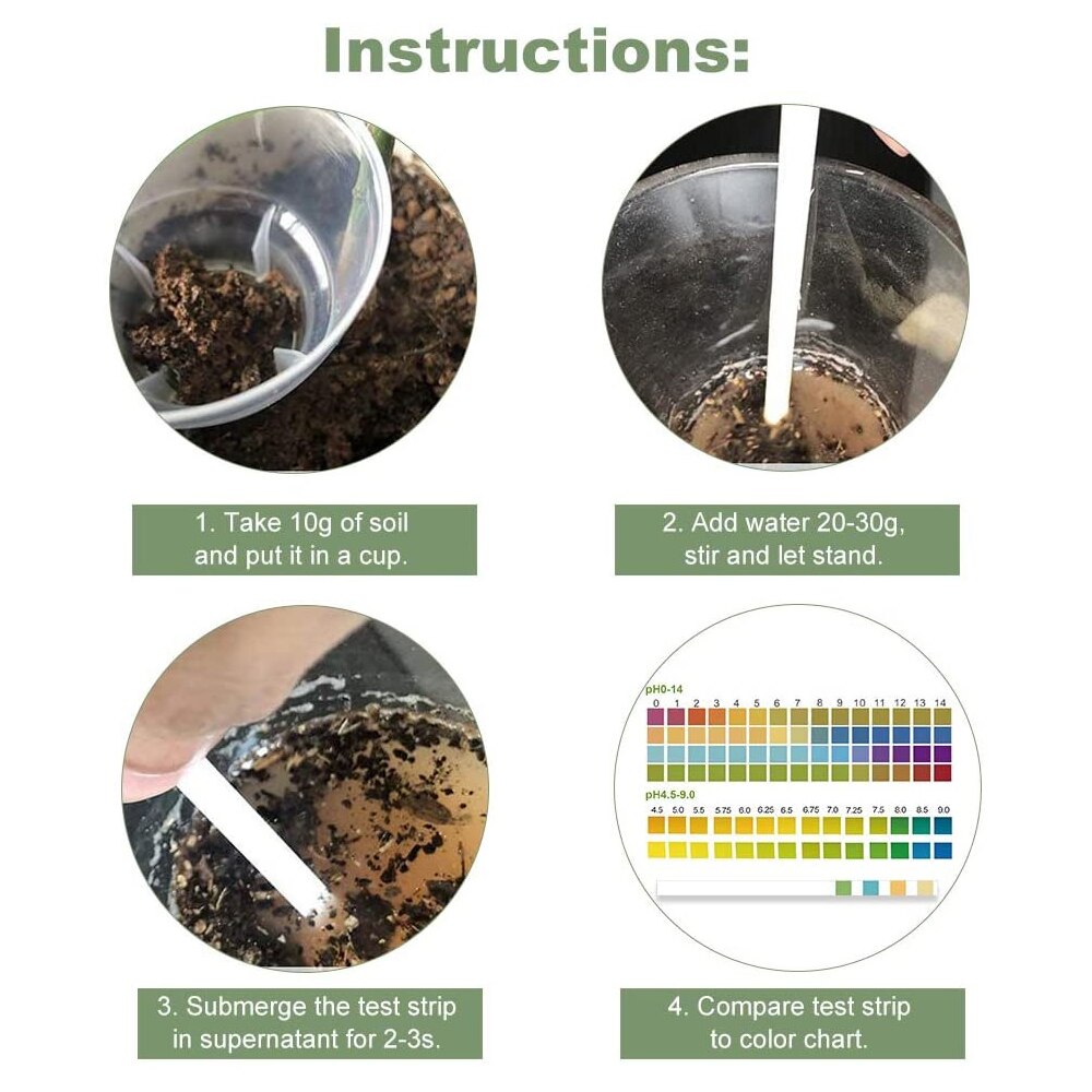 100 pçs kit de teste profissional do solo do teste do ph do solo tiras de teste do solo tiras de ph para jardim gramado plantas agrícolas