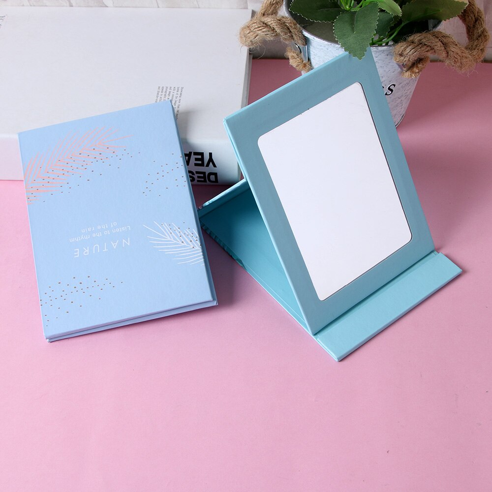 Espejo plegable de maquillaje para dormitorio, vestidor de escritorio de libros, bonito espejo grande portátil plegable para estudiantes, espejo plegable de escritorio