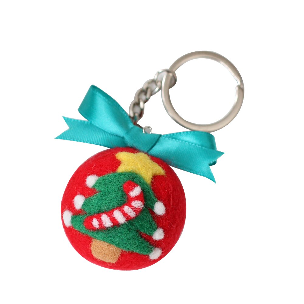Hecho a mano Diy lana Kit de fieltro llavero Papá Noel serie Kit de fieltro decoración de Navidad Hangings muñeco de nieve alce fieltro bola artesanía: 03