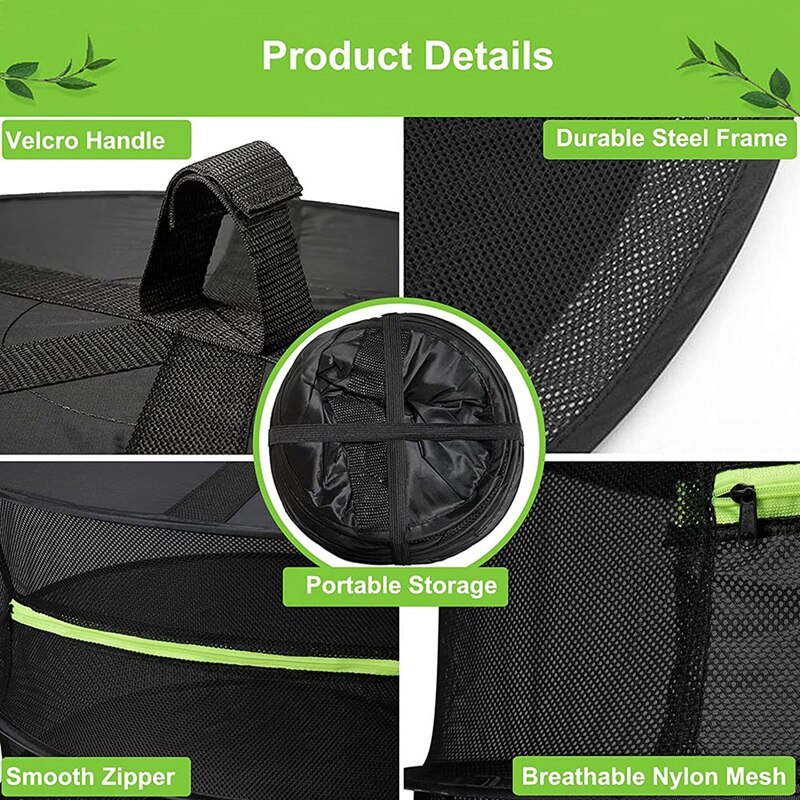 Vanilla Drying Rack Hanging Dryer Mesh Drying Rack With Green Zipper 8-Layer Plant Drying Rack