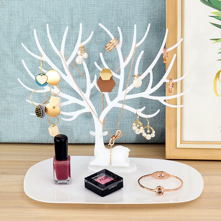 Caja organizadora de joyas con forma de árbol, organizador cosmético , estante para anillo, pendientes, collar, exhibidor, organizador de maquillaje