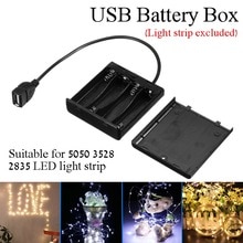 DC5V Draagbare Mini AA Batterij Houder Opbergdoos Case USB Voeding Batterij Doos Voor 5050 3528 2835 LED Strip licht