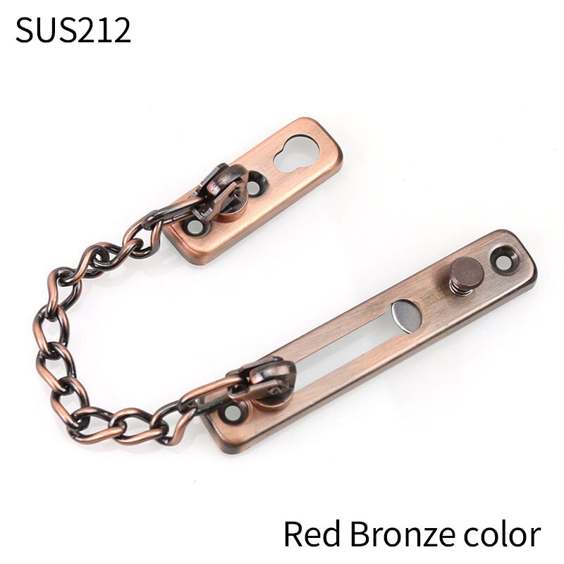 Thickened Stainless Steel Hotlinking Door Latch Hotel Company Home Security Chain Latch Door Chain Hardware Furniture: 212Red bronze