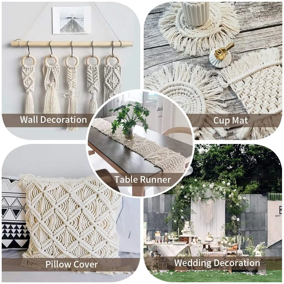 1/2/3/4/5/6mm cordon de coton corde corde coton naturel macramé cordons ficelle tressée tissé artisanat décor à la maison bricolage matériel de tricot