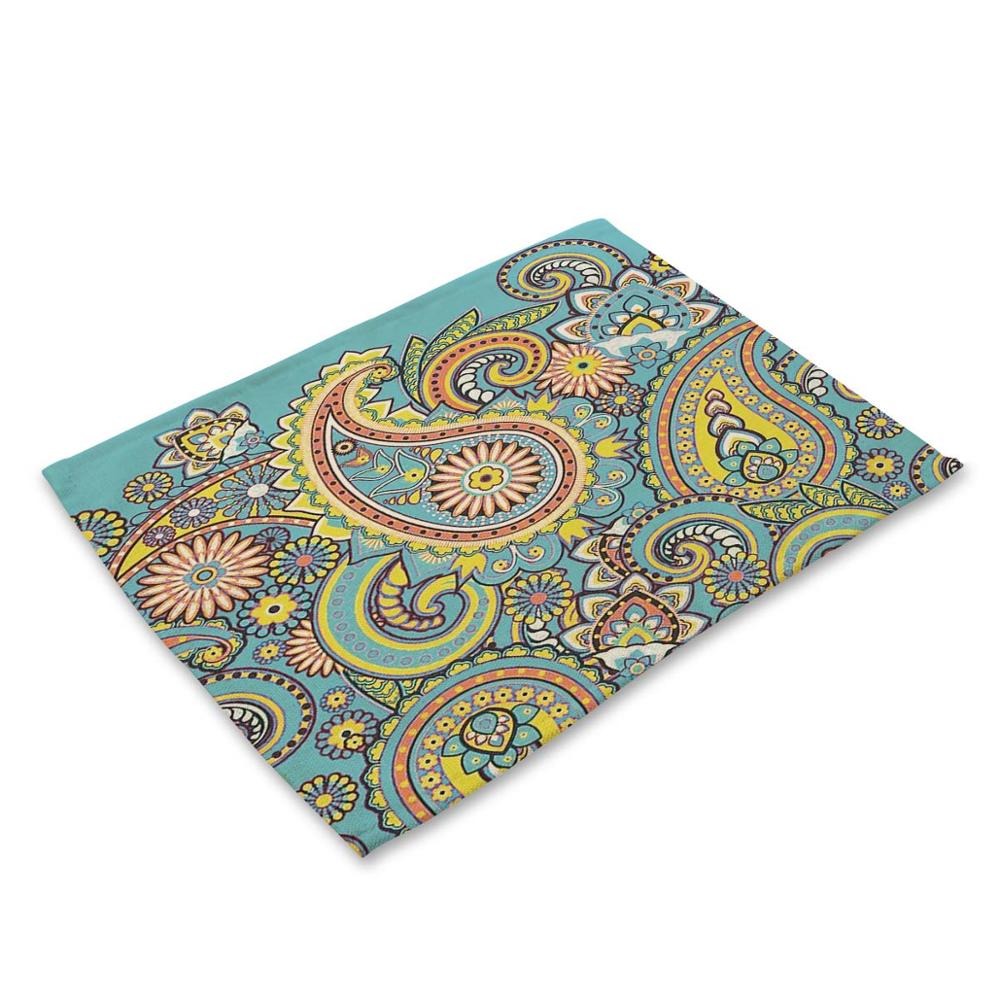 Tafelmat met bloemenpatroon, mandala-bloem, servet voor bruiloft, keukendecoratie, placemat, eetkameraccessoires: Mp00379