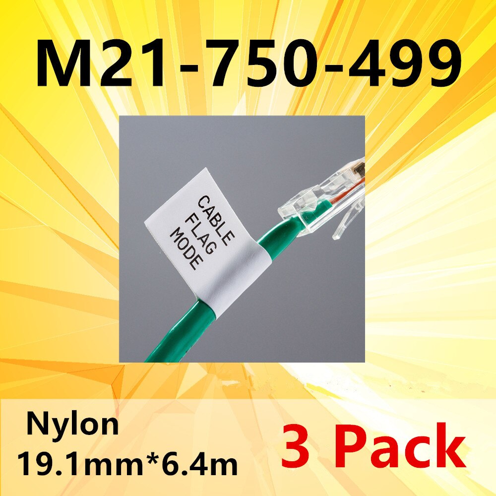 10pk alta adesão pano etiqueta fita para M21-750-499 preto no branco 4.9m náilon compatível para bmp21 plus e impressora labpal: 3 Pack