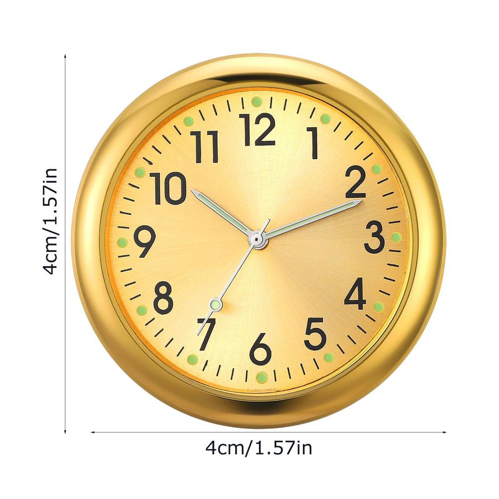 Autoklok Lichtgevende kleine analoge klok Stick-On Mini digitaal horloge Mechanica Quartz Klokken Auto Ornament Auto Auto-accessoires: Goud