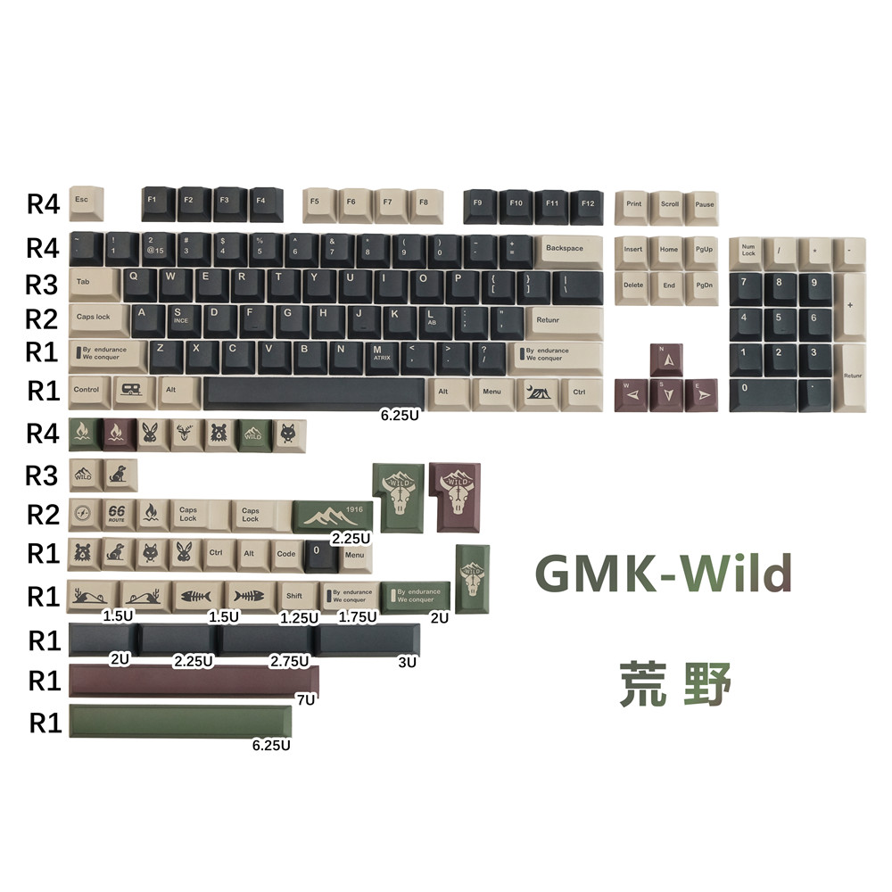 GMK Clone Cherry Profile Keycaps PBT Dye-Sub Wild Desert Botanical Fleuriste For Mechanical Gaming Keyboard 7u Keys Alice Layout: GRAY
