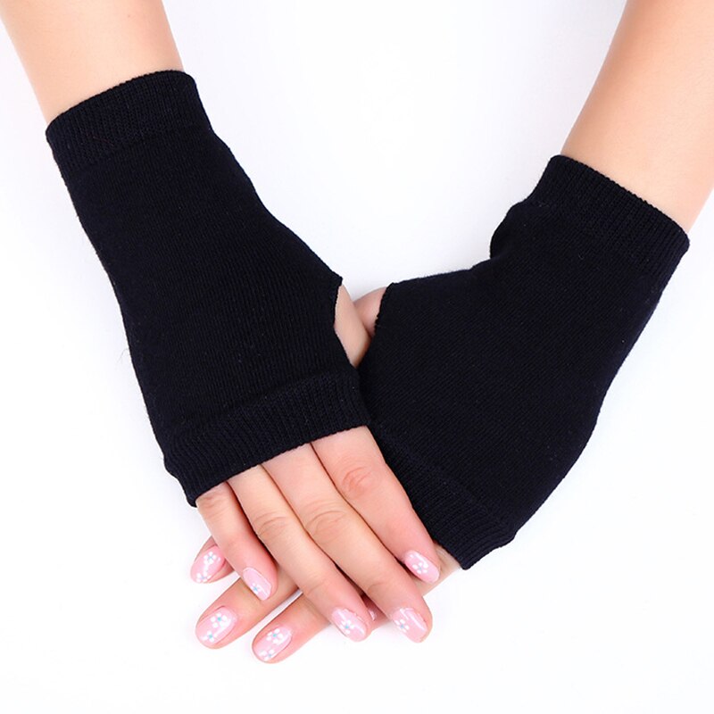 Femmes hommes hiver torsion Crochet tricoté sans doigts gants manches courtes main plus mitaines couleur unie Guantes Mujer: 01